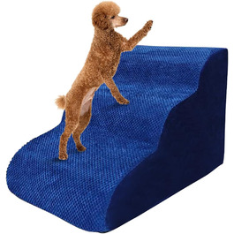 Сходинки для собак Galatée: міцні, з антиковзким покриттям, 3 сходинки для високих ліжок та диванів. Підходять для травмованих, літніх собак та котів (блакитний)