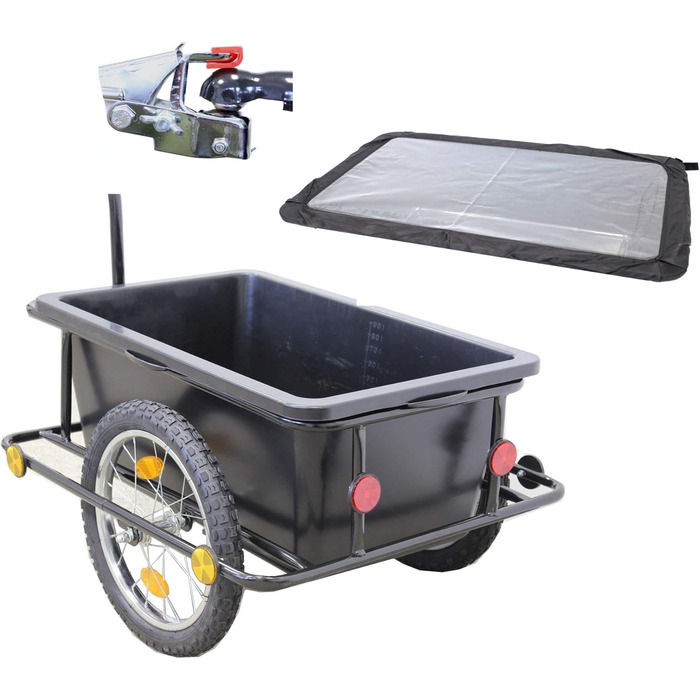 Причіп-вагон TRUTZHOLM 90 літрів для велосипеда: вантажний, з дахом та знімною ванною, чорний