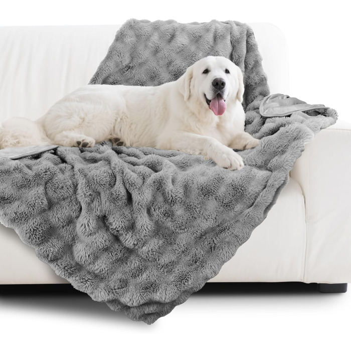 Водонепроникний коврик для собак Nobleza, теплий, плюшевий, 120 x 100 см, двосторонній, придатний для прання в машині, для диванів та ліжок, (XXL 200 x 150 см), сірий