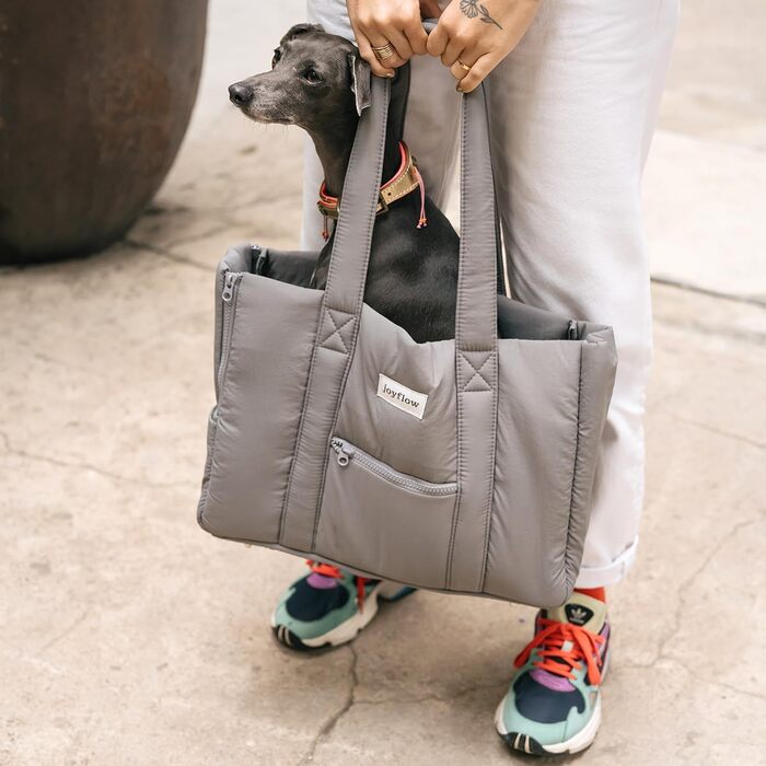 Сумка-переноска для собак та котів Joyflow | до 6 кг | м'яка переноска з безпечним кліпом | для подорожей літаком та авто | дизайн Європа | темно-сірий