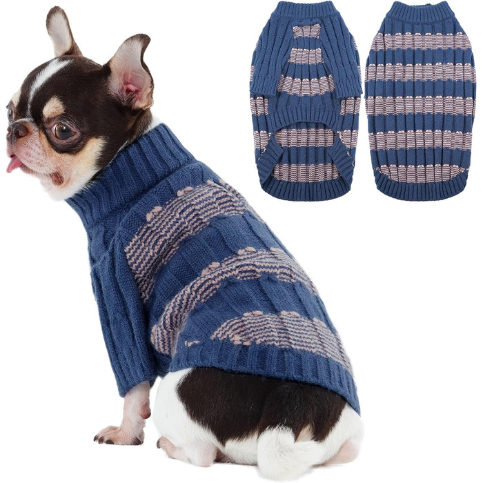 Теплий зимовий пуловер для собак маленьких порід з отвором для повіки, з лапками, блакитний (XS)
