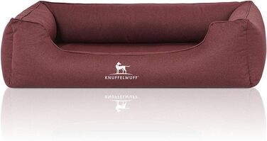 Ортопедичне вологостійке ліжко для собак Knuffelwuff Leon з велюру, ручної роботи, розмір M-L, 85 x 63 см - знімний чохол, придатне для прання - для великих, середніх та маленьких собак (Червоний, L 85 x B 120 x H 25 см)