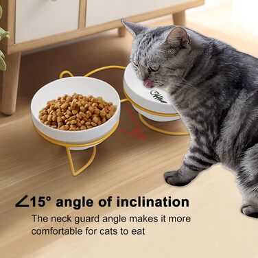 Підвищений годівниця для котів XIKAYA, нахилений на 15°, подвійний, зменшує навантаження на шийні хребти, запобігає розливанню, для котів та кошечок